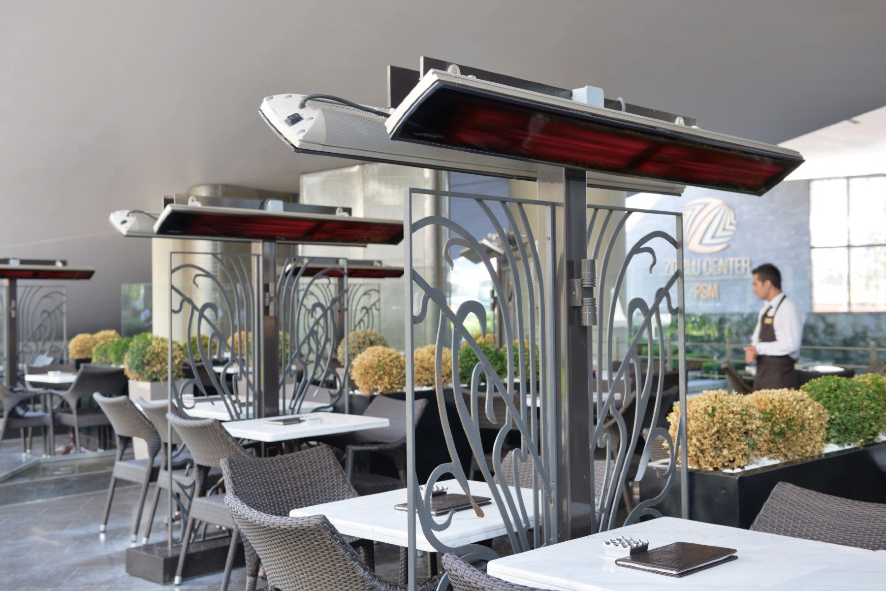 Radiant heaters: entice patrons with sun-like warmth